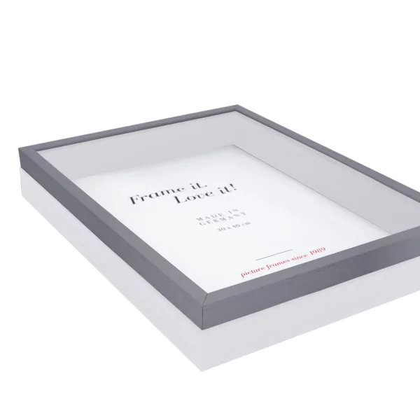 Houten kader Unibox 20x20 cm | grijs-wit | normaal glas (2 mm)