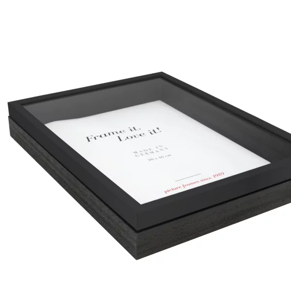 Houten kader Unibox 50x60 cm | zwart-zwart | normaal glas (2 mm)