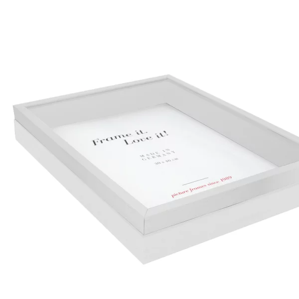 Houten kader Unibox 50x60 cm | wit-wit | normaal glas (2 mm)