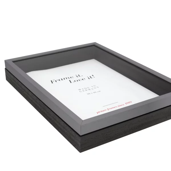 Cadre Unibox sur mesure gris-noir | verre standard (2 mm)