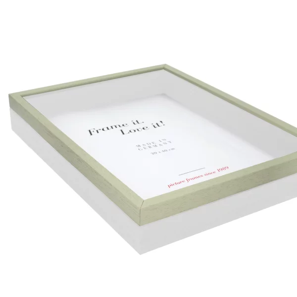 Cadre Unibox sur mesure vert blanc | verre standard (2 mm)