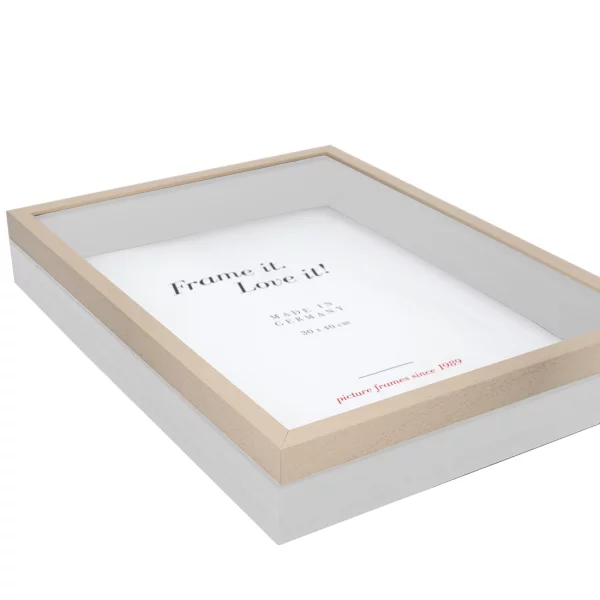 Cadre Unibox sur mesure marron clair-blanc | verre standard (2 mm)