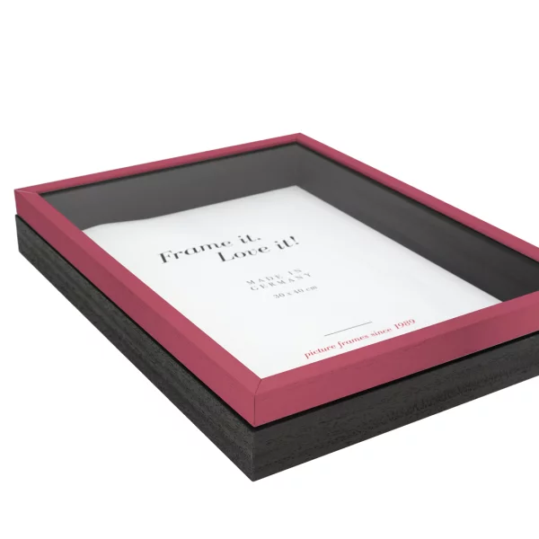 Cadre Unibox sur mesure rouge-noir | verre standard (2 mm)