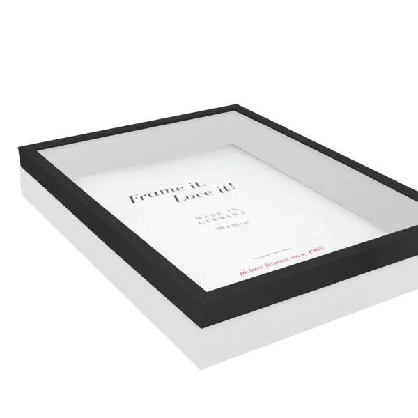 Cadre Unibox sur mesure noir-blanc | verre standard (2 mm)