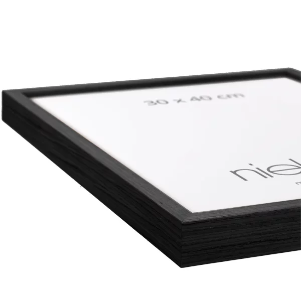 Cornice in legno Loft 15 21x29,7 cm (A4) | nero corvino | Specchio (2 mm)