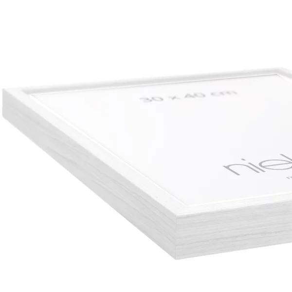 Cornice in legno Loft 15 21x29,7 cm (A4) | bianco neve | Specchio (2 mm)