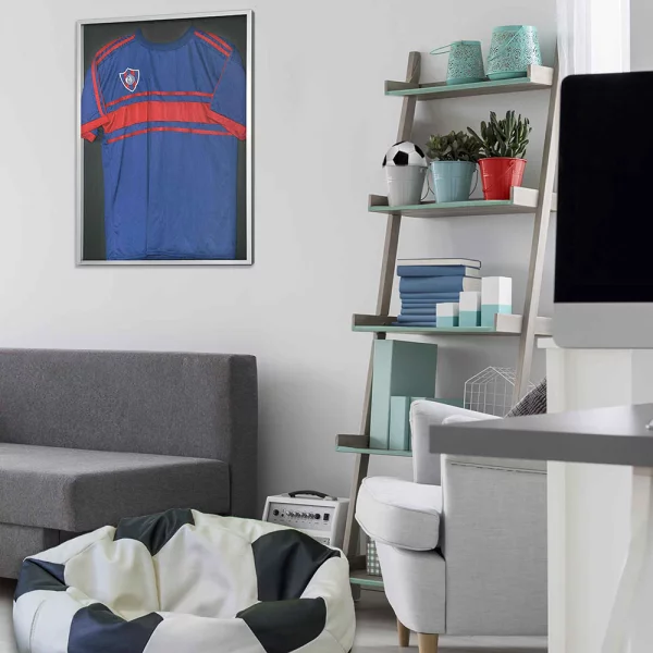 FrameBox - Cadre pour maillots 70x90 cm | argent mat | verre synthétique (2 mm)