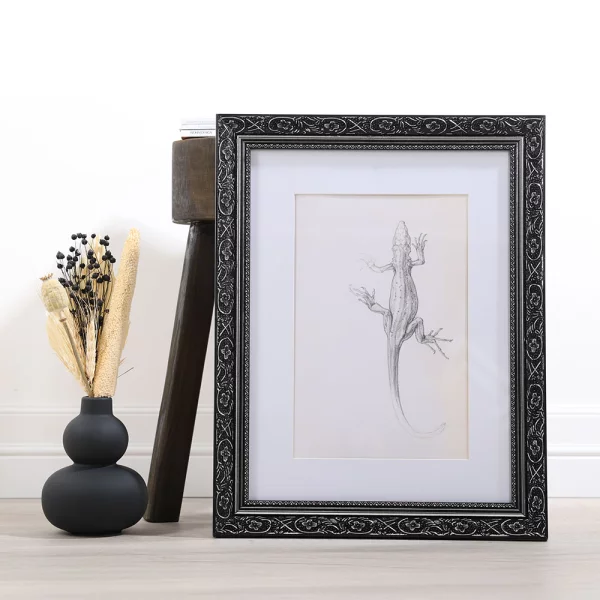 Cadre en bois Baroque avec passe-partout 20x30 cm | blanc | verre standard (2 mm)
