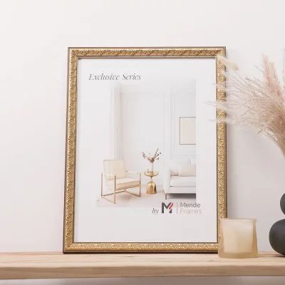 Rama drewniana Precioso na wymiar czarno-złoty | szkło standardowe (2 mm)