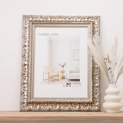 Ekskluzywna rama drewniana Tanur 30x60 cm | srebrny | szkło standardowe (2 mm)