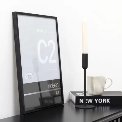 Hliníkový rám C2 10x15 cm | lesklá eloxovaná černá | normální sklo (2mm)