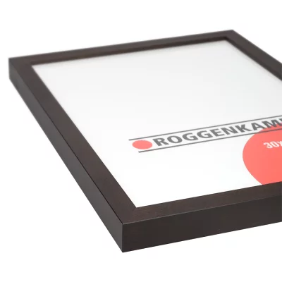 Holzrahmen aus Buche / Ahorn - Sonderzuschnitt Buche dunkelbraun lasiert | Normalglas (3 mm)