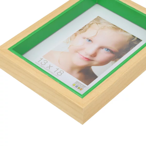 Cadre en bois Peer 10x15 cm | nature avec bord intérieur rouge | verre standard (2 mm)