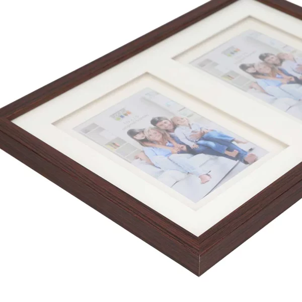 Holz Bilderrahmen Anna für 2 Bilder mit Doppelpassepartout 10x15 cm | Braun | Normalglas (2 mm)