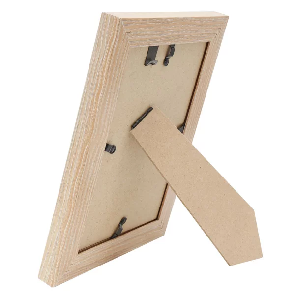 Cadre photo en bois blanc avec bord en bois coloré 10x15 cm | blanc-naturel | verre standard (2 mm)