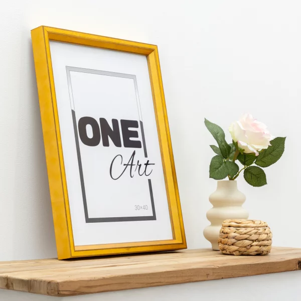 Holz-Bilderrahmen Ola 50x70 cm | Gold matt | Kunstglas (1 mm)
