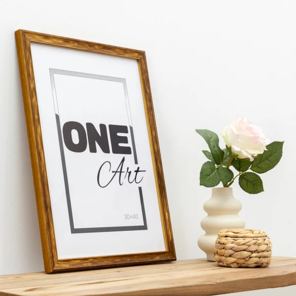 Holz-Bilderrahmen Wanda 50x70 cm | Gold matt | Kunstglas (1 mm)