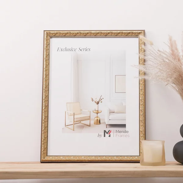 Cadre en bois Precioso sur mesure noir/or | verre standard (2 mm)