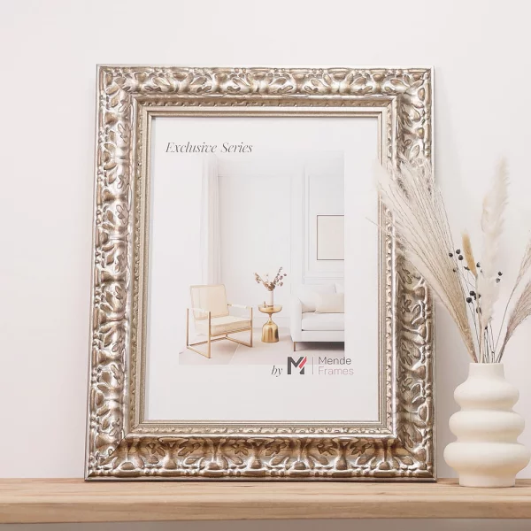 Exclusieve Houten lijst op maat Tanur zilver | normaal glas (2 mm)