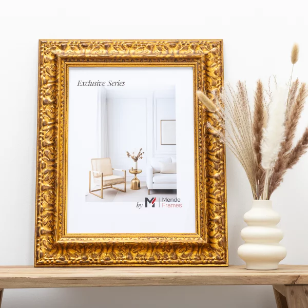 Cadre en bois exclusif Tanur 50x50 cm | or | verre standard (2 mm)