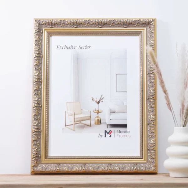 Exklusiver Holz-Bilderrahmen Bando 20x30 cm | Gold | Normalglas (2 mm)