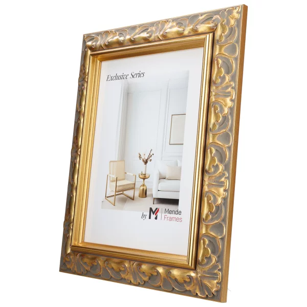 Holz Bilderrahmen Pedro nach Maß Gold | Normalglas (2 mm)