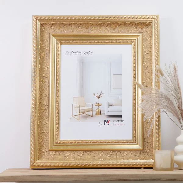 Exklusiver Holz-Bilderrahmen Lukanda 20x30 cm | Gold | Normalglas (2 mm)