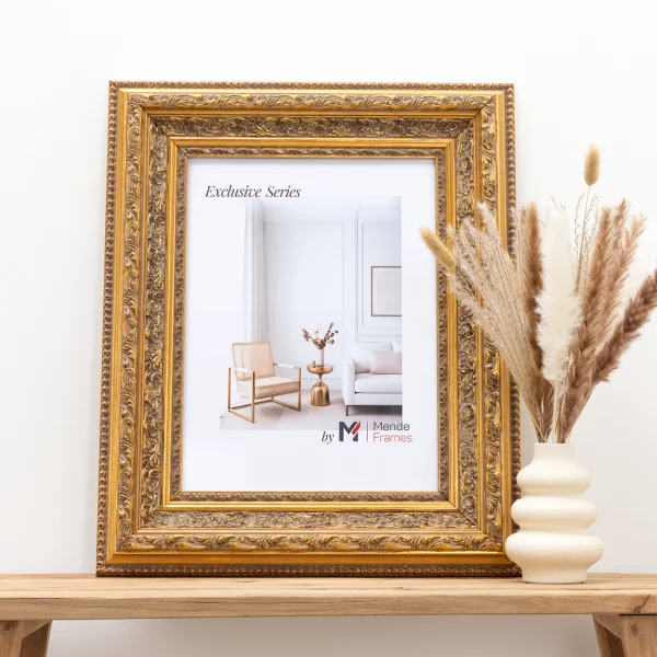 Exklusiv-Holzrahmen Limpopo 29,7x42 cm (A3) | Gold | Normalglas (2 mm)