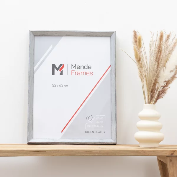 Holz-Bilderrahmen Mencuna nach Maß Grau | Normalglas (2 mm)