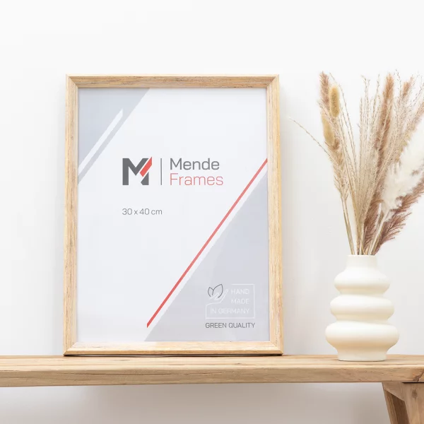 Holz-Bilderrahmen Mencuna nach Maß Natur | Normalglas (2 mm)