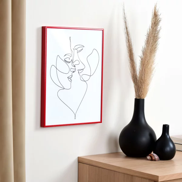 Cadre en aluminium Quadro 70x100 cm | rouge RAL 3002 | verre synthétique antireflet UV 99 (2 mm)