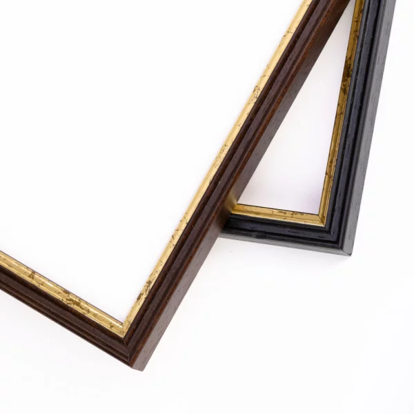 Holz Bilderrahmen Niedersachsen 10x10 cm | Braun-Gold | Normalglas (2 mm)