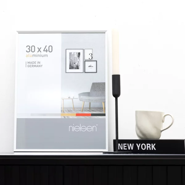 Cadre en aluminium Pixel 13x18 cm | blanc brillant | verre standard (2 mm)