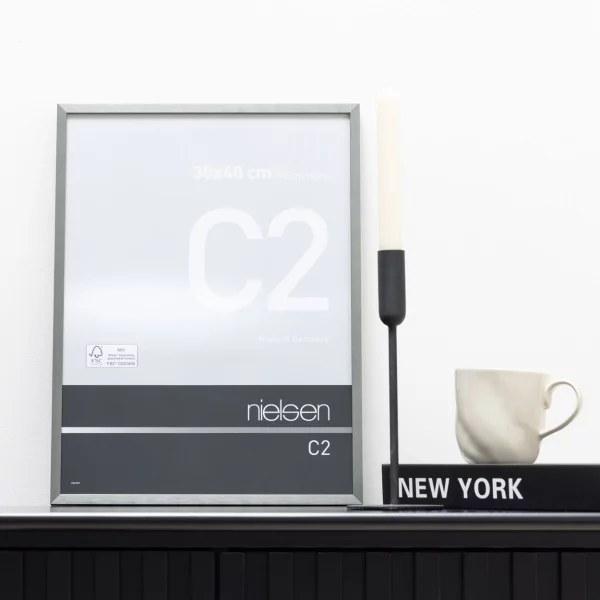 Alu-Bilderrahmen C2 30x40 cm | Struktur Grau matt | Normalglas (2 mm)