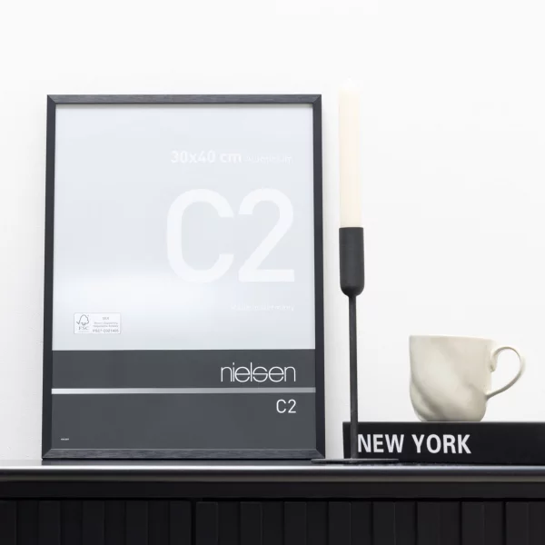 Alu-Bilderrahmen C2 40x50 cm | Struktur Schwarz matt | Normalglas (2 mm)