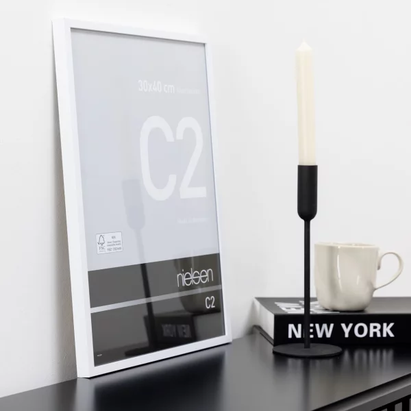 Alu-Bilderrahmen C2 15x20 cm | Weiß glanz | Normalglas (2 mm)