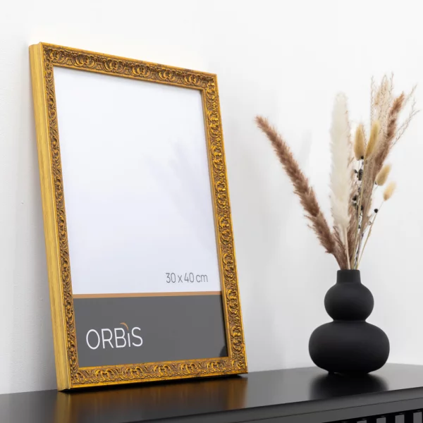 Bilderrahmen Amber aus Holz nach Mass Gold | Normalglas (2 mm)