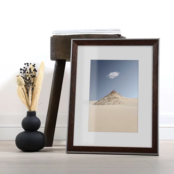 Kunststoff Bilderrahmen Bohemian mit Passepartout 20x30 cm | grau | Normalglas (2 mm)