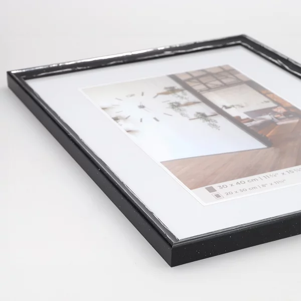Holz Bilderrahmen Metropolis 20x30 cm | schwarz-silber | Normalglas (2 mm)