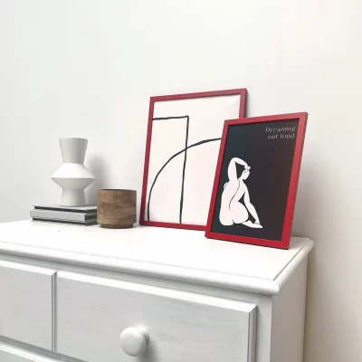 Houten kader David 13x13 cm | rood | normaal glas (2 mm)