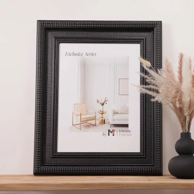 Cornice esclusiva in legno Fronta 50x65 cm | nero | Vetro standard (2 mm)