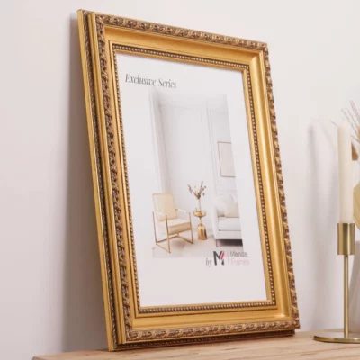Exklusiv-Holzrahmen Victoria 80x120 cm | Gold, schwarz patiniert | Kunstglas (1,5 mm)
