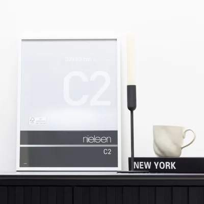 Aluminiumram C2 10x15 cm | vit blank | Standardglas (2 mm)