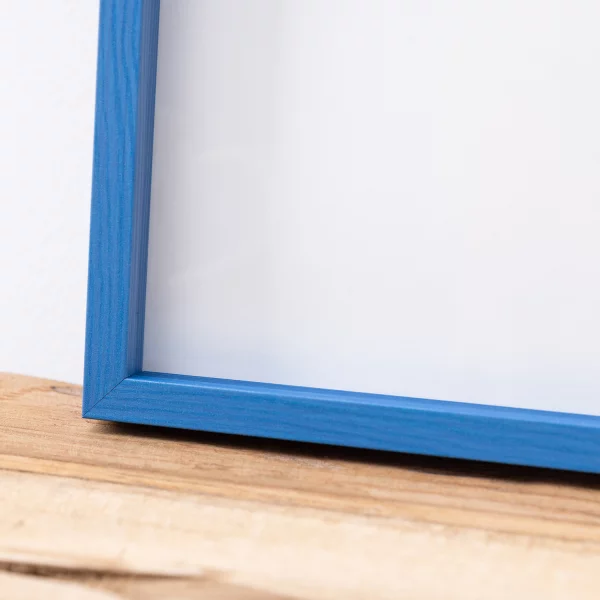 Alu-Bilderrahmen Barth NXT mit Distanzleiste, Serie 1131 18x24 cm | Azurblau - Furnier Holzoptik | Normalglas (2 mm)