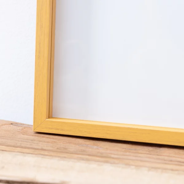 Alu-Bilderrahmen Barth NXT mit Distanzleiste, Serie 1131 - Maßanfertigung Hellorange - Furnier Holzoptik | Normalglas (2 mm)