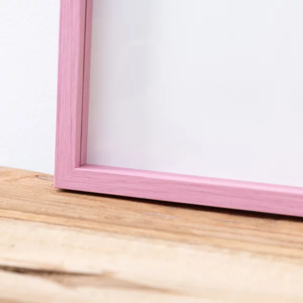 Alu-Bilderrahmen Barth NXT mit Distanzleiste, Serie 1131 - Maßanfertigung Pink - Furnier Holzoptik | Normalglas (2 mm)