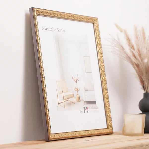 Cadre en bois Precioso sur mesure noir/or | verre standard (2 mm)