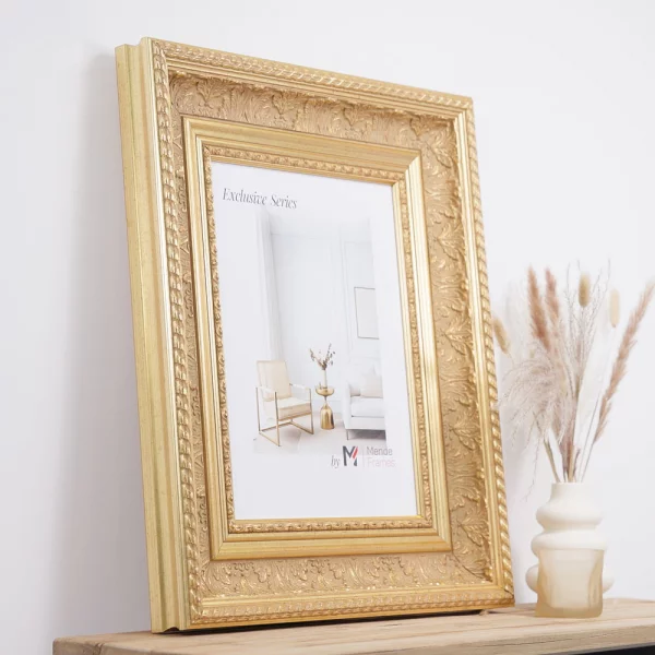 Exklusiver Holz-Bilderrahmen Lukanda 20x30 cm | Gold | Normalglas (2 mm)