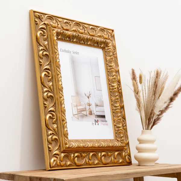 Exklusiv-Holzrahmen Catema 29,7x42 cm (A3) | Gold | Normalglas (2 mm)