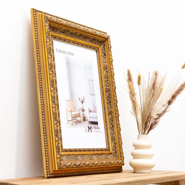 Exklusiv-Holzrahmen Limpopo nach Mass Gold | Normalglas (2 mm)